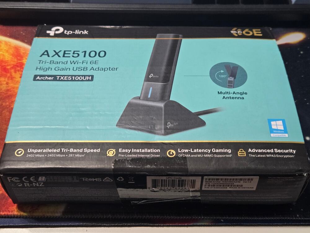 TP-Link Archer TXE5100UH AXE5100 Tri-Band Wi-Fi 6E USB Adapter Open Box